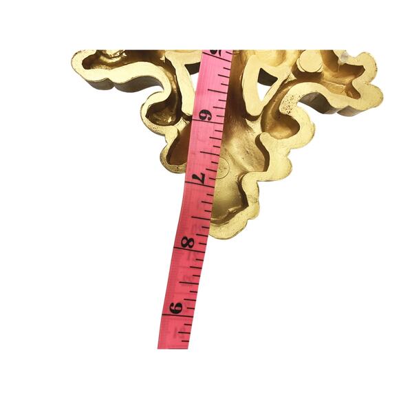 Vintage Pair Homco Gold Plastic Wall Pocket Planter Vase Hollywood Regency 1978 - Picture 8 of 10